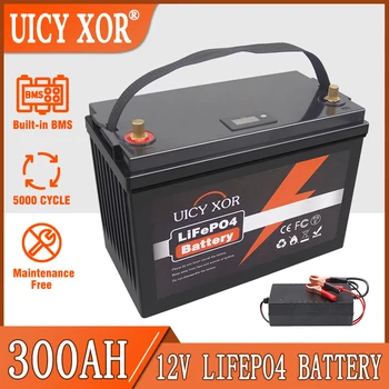 12 В 300Ah LiFePO4, Литиево-желязо-фосфатный батерия Вграден BMS 5000 цикъла За подмяна на по-голямата част резервно копие на източник за домашно съхранение на енергия
