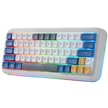 Клавиатура с 63 бутони, RGB осветление, Трети Пробен изпит, 2,4 G Жични/безжични Bluetooth, Вал с гореща вилица, Механичен комплект клавиатура