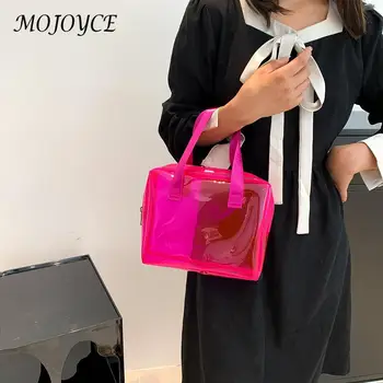 Дамски косметичка, по-Голямата голям чанта през рамо от PVC, однотонная чанта-тоут, просто женствена чанта за офис, пътуване, пазаруване и отдих