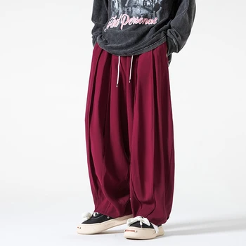 Извънгабаритни Широки Панталони за Мъже, Свободни Модни прави Панталони за Джогинг на съвсем малък, Градинска облекло в стил Харадзюку, Мъжки Ежедневни панталони за джогинг M-5xl