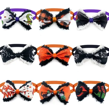10 бр. Творчески Вратовръзка за домашни любимци в стил Хелоуин, Лък-за кучета пеперуда, Вратовръзки-пеперуди за кученца, кучета Аксесоари, Вратовръзки за домашни любимци