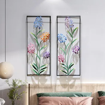 Пасторальный Двойна правоъгълна рамка, която симулира растение, Ковано Декорация за стени, триизмерна украса, ръчно изработени