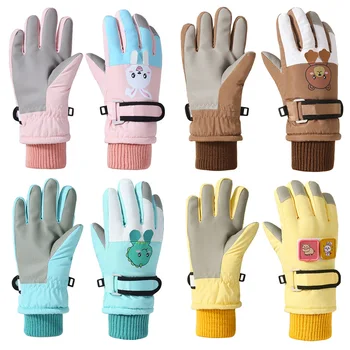 Сладък Детски зимни ръкавици за момичета и момчета, Плътни Ветроупорен Детски Ски ръкавици, Зимни Спортни детски Ръкавици без пръсти за Сноуборд (от 4 до 12 години