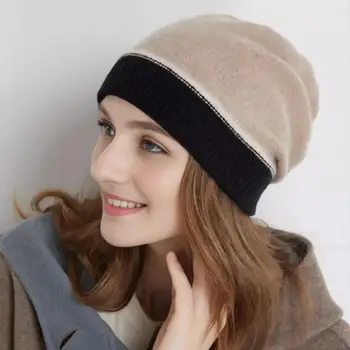 Дебела топла шапка, стилни и топли дамски зимни шапки, меки възли шапка с противоскользящим дизайн за активни занимания в студено време