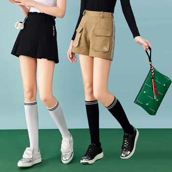 Дамски памучни чорапи за голф Love Golf, женски мини спортни чорапи над коляното, высокоэластичные чорапи дишащи