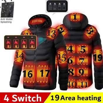 Мъжко яке с подгряване на 19 зони, Зимни якета с електрически отопляеми USB, топло яке sprots с топло палто, Дрехи, памучен яке с подгряване